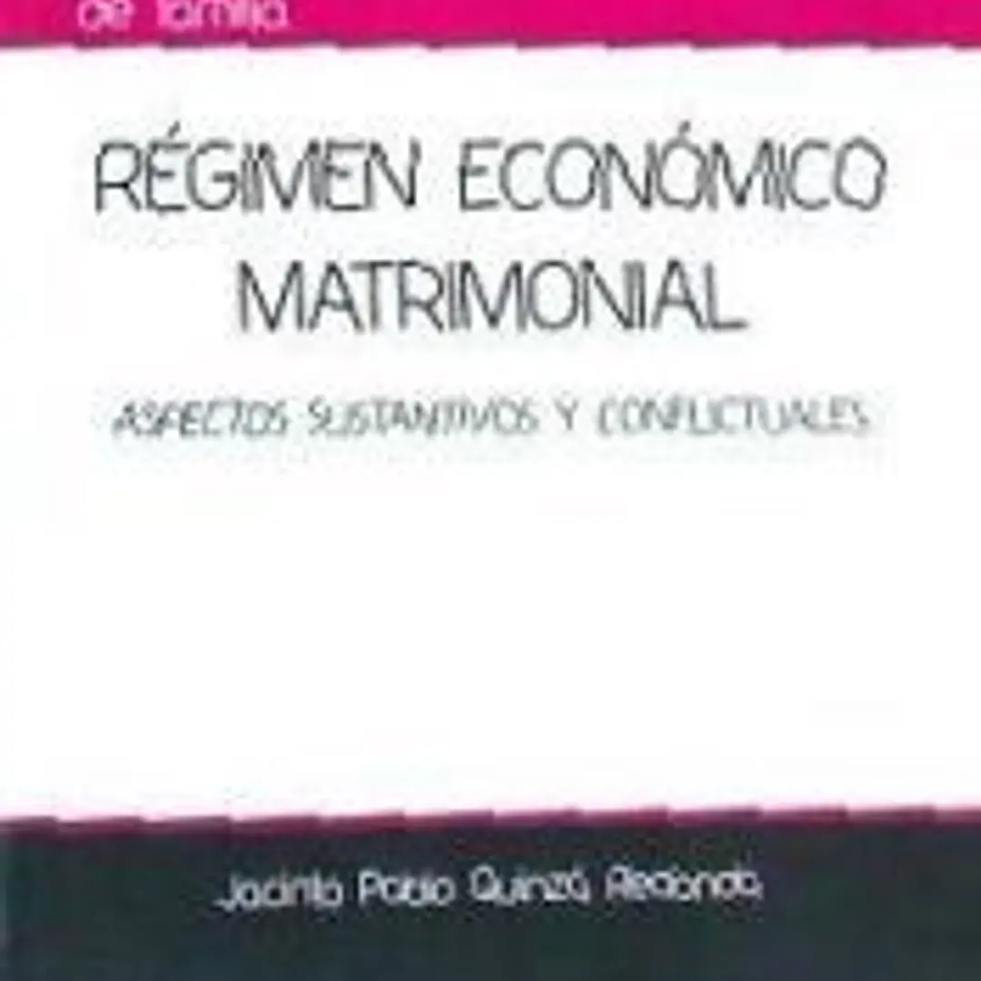 Régimen Económico Matrimonial Aspectos Sustantivos y Conflictuales 1