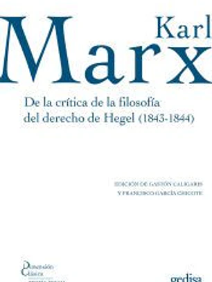 De la crítica de la filosofía del derecho de Hegel (1843-1844)