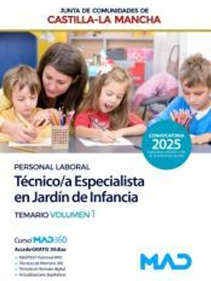 Técnico/a Especialista en Jardín de Infancia (Personal Laboral Grupo 3). Temario volumen 1. Junta de Comunidades Castilla-La Mancha