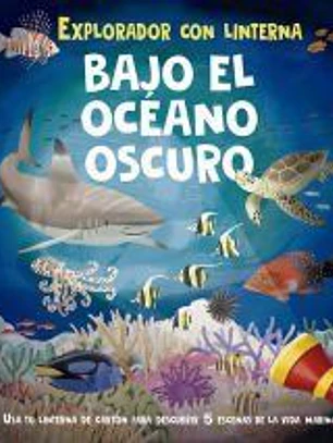 Explorador con linterna. Bajo el océano oscuro