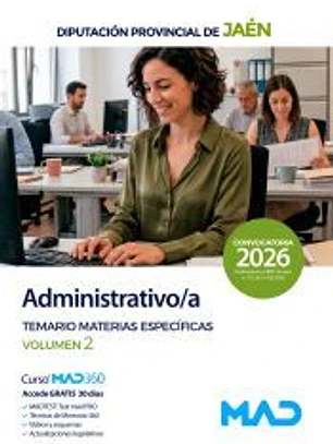 Administrativo/a. Temario Materias Específicas volumen 2. Diputación Provincial de Jaén
