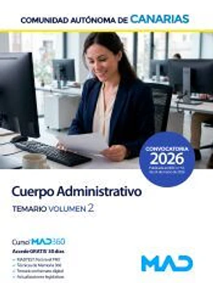 Cuerpo Administrativo. Temario volumen 2. Comunidad Autónoma de Canarias
