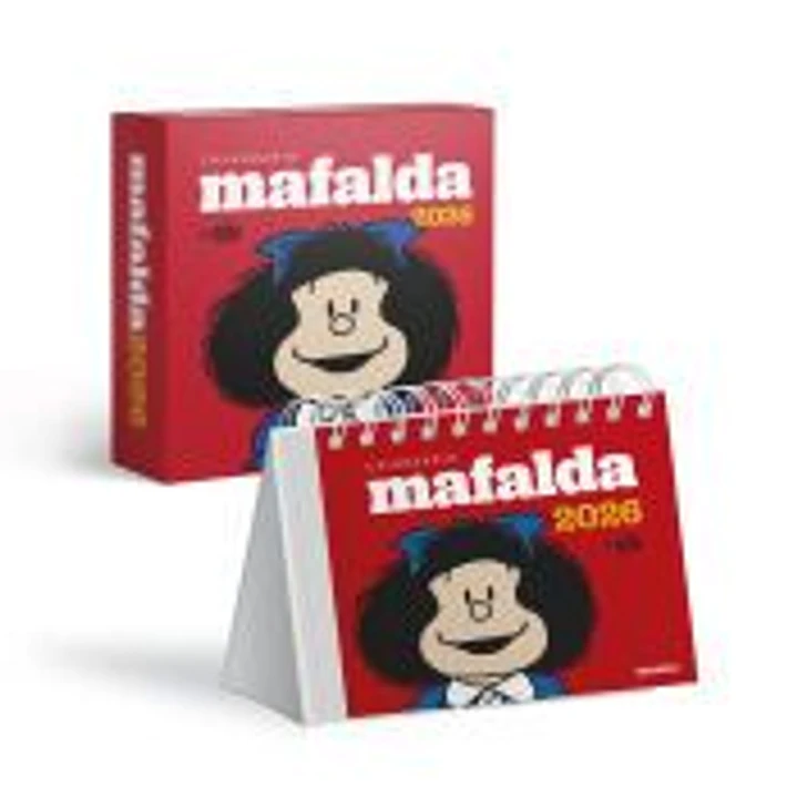 Mafalda 2026, Calendario Escritorio Rojo CON CAJA 1