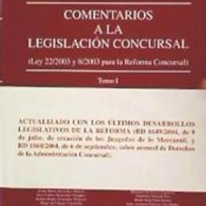 Comentarios a la legislación concursal 1