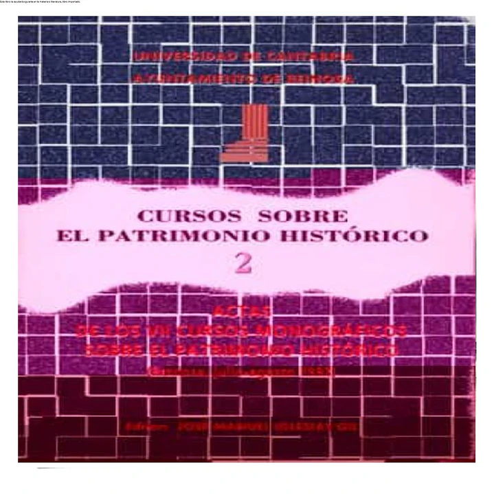 Cursos sobre el Patrimonio Histórico 2: Actas de los VIII cursos monográficos sobre el Patrimonio Histórico 1