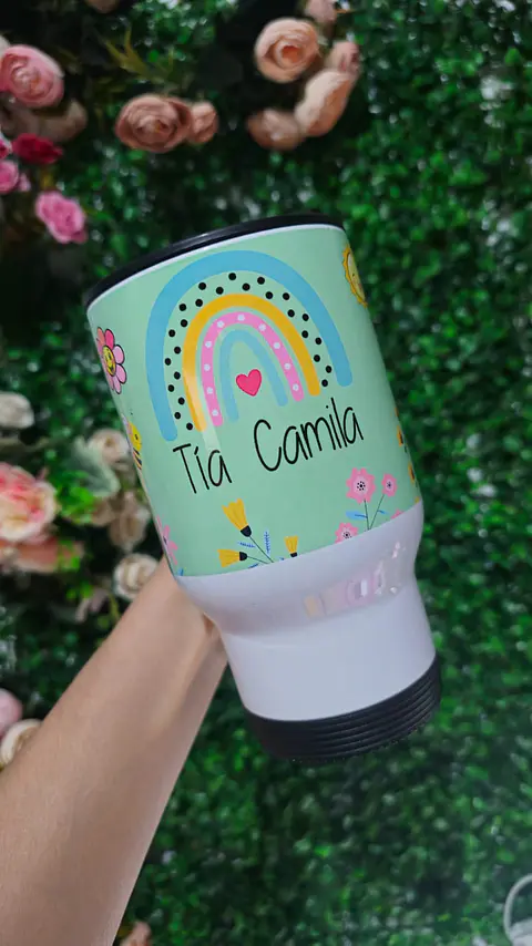 Tazón Térmico de Acero Inoxidable Blanco con Tapa 14 oz Personalizado 