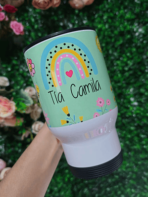 Tazón Térmico de Acero Inoxidable Blanco con Tapa 14 oz Personalizado 