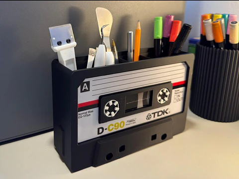 Organizador de escritorio estilo cassette retro