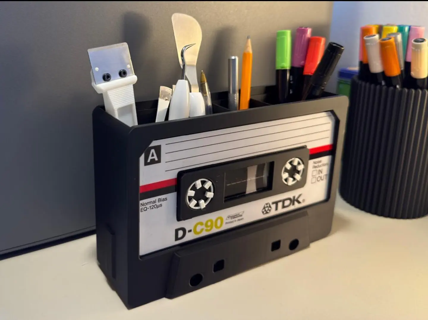 Organizador de escritorio estilo cassette retro 1