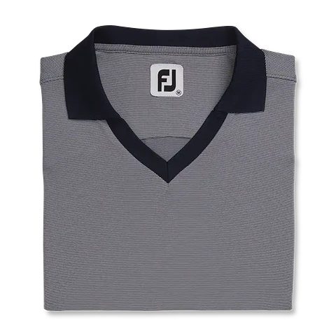 Polera Footjoy Mujer Cuello Abierto Azul/Blanco