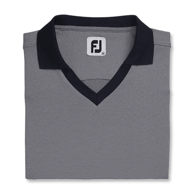 Polera Footjoy Mujer Cuello Abierto Azul/Blanco