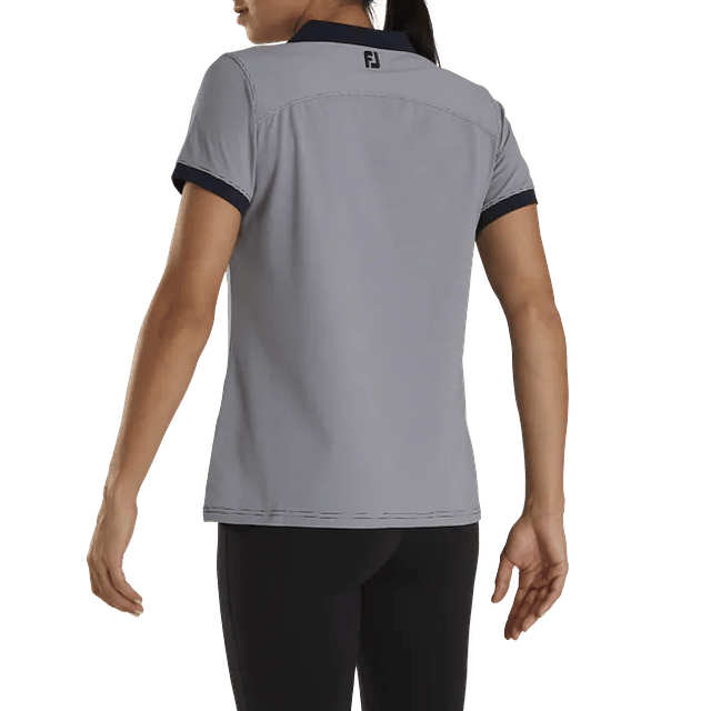 Polera Footjoy Mujer Cuello Abierto Azul/Blanco