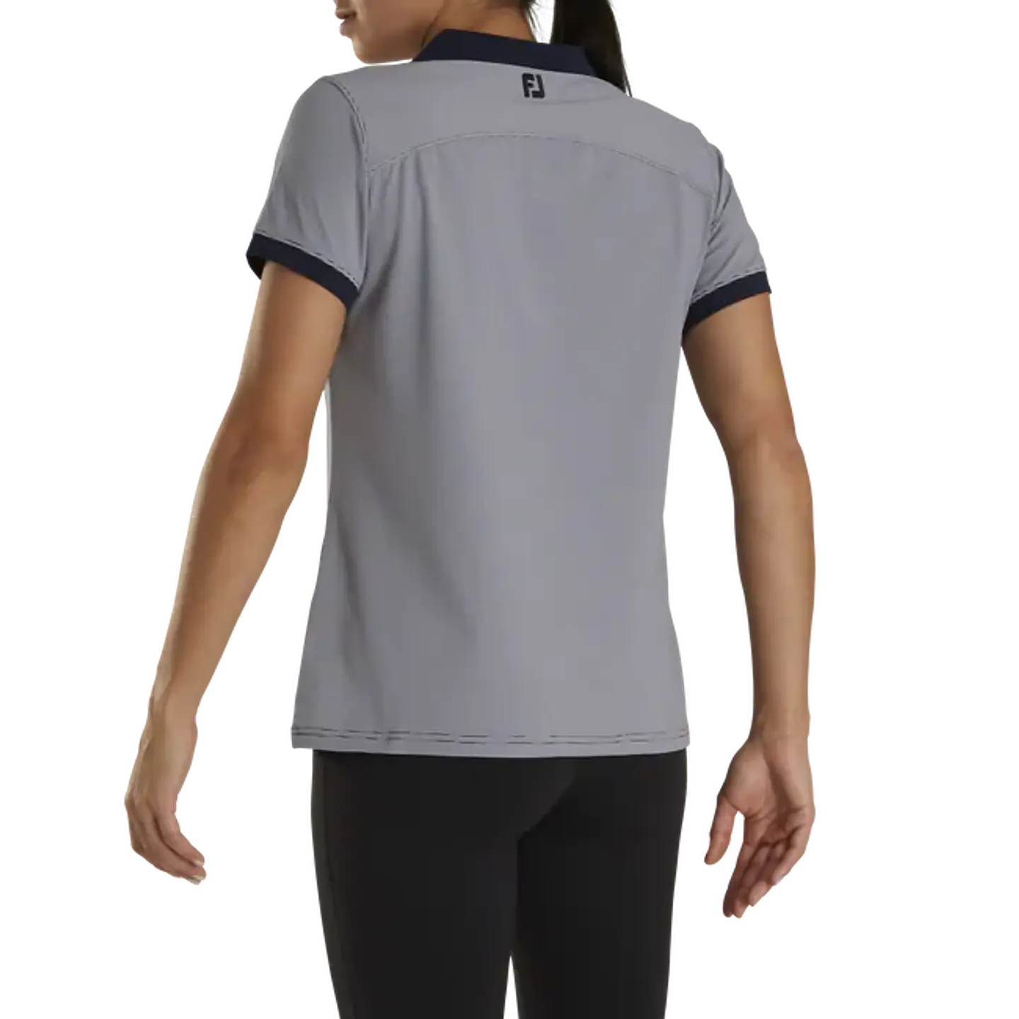 Polera Footjoy Mujer Cuello Abierto Azul/Blanco 3