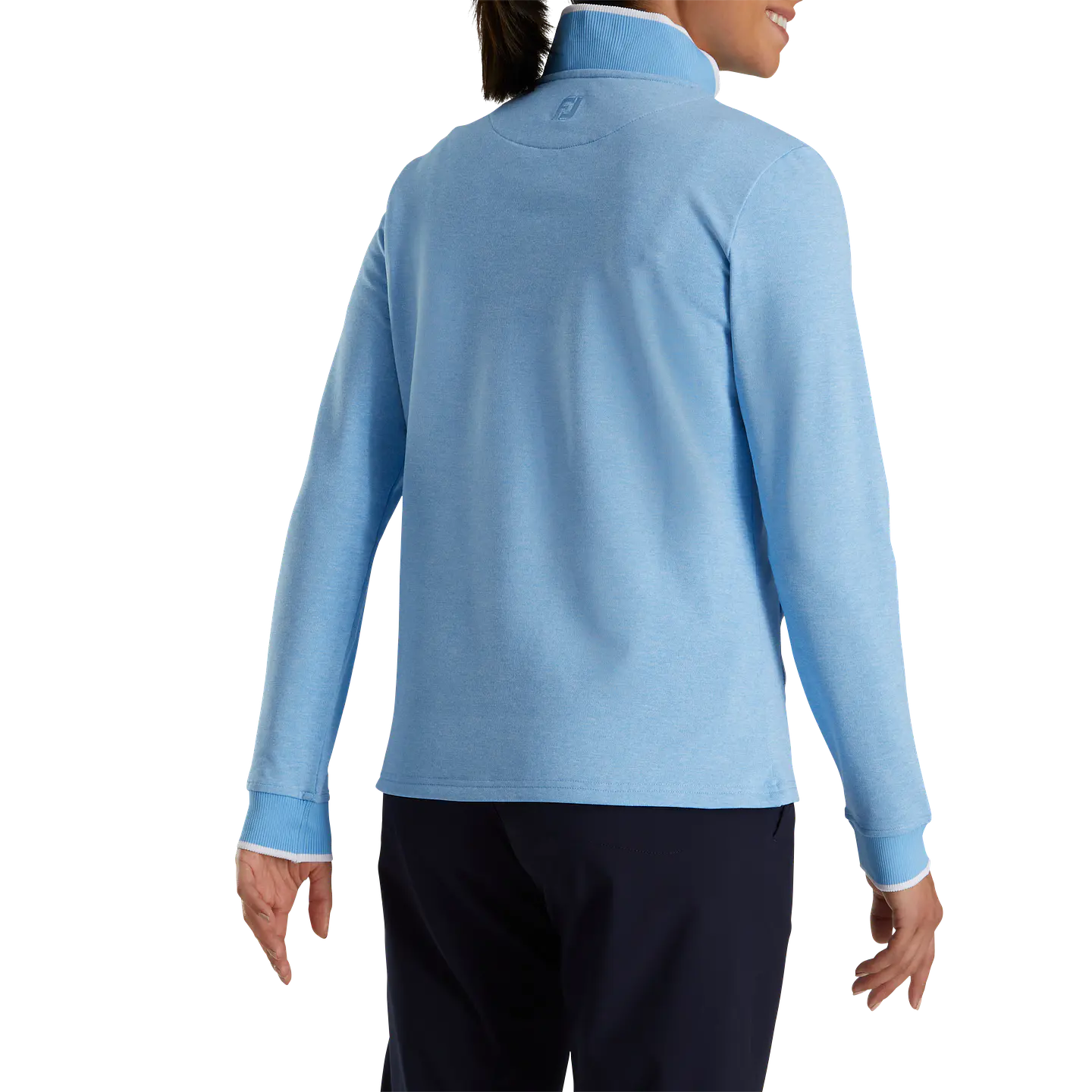 Poleron Mujer cierre 3/4 Half Zip Fleece Back Celeste  3