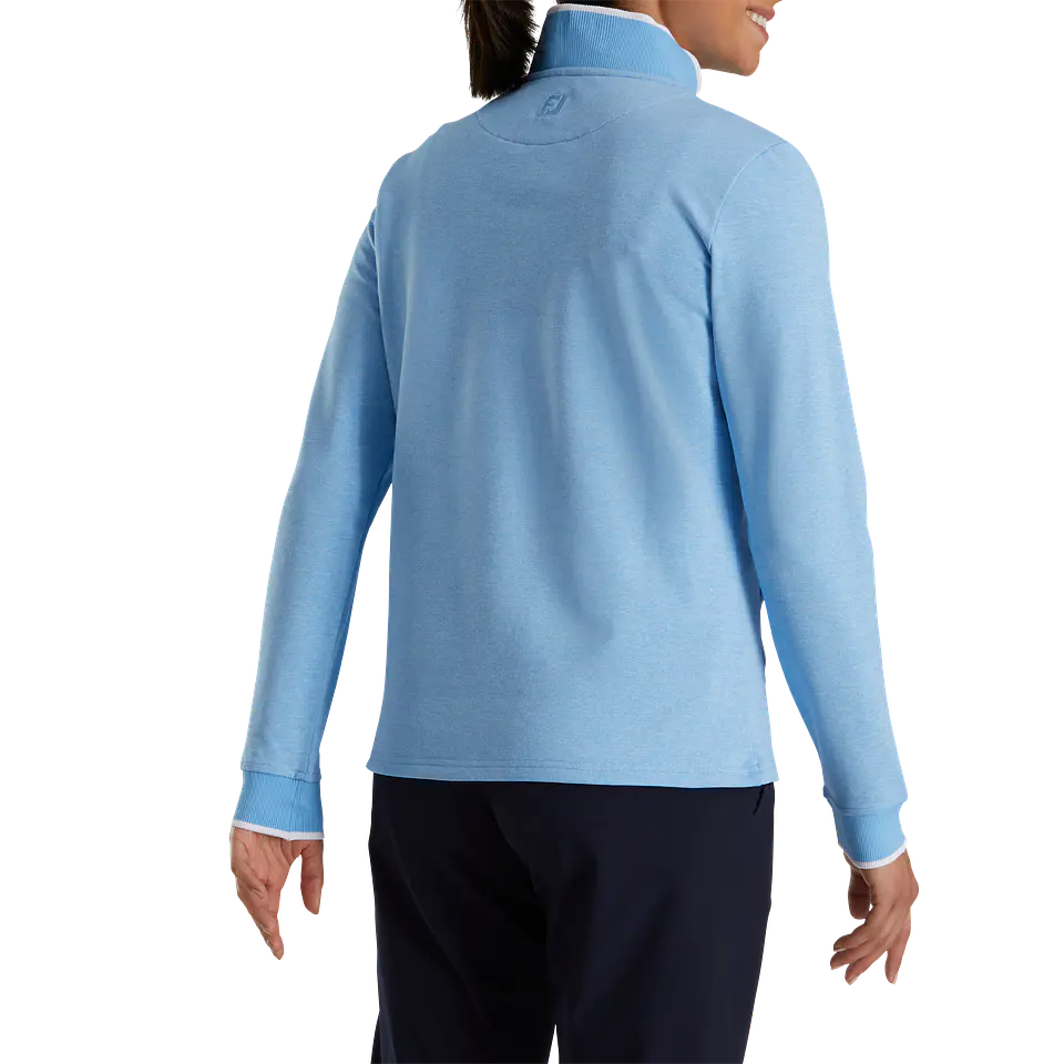Poleron Mujer cierre 3/4 Half Zip Fleece Back Celeste  3
