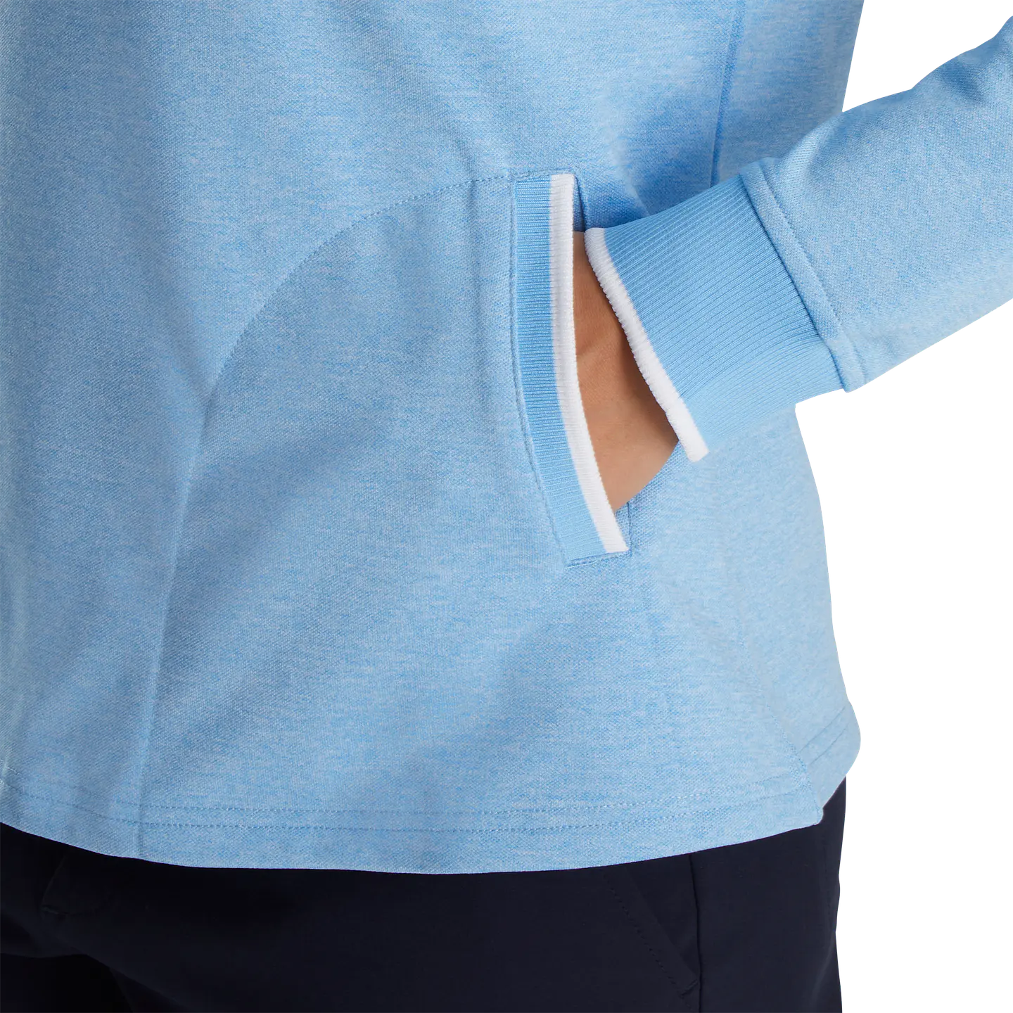 Poleron Mujer cierre 3/4 Half Zip Fleece Back Celeste  4