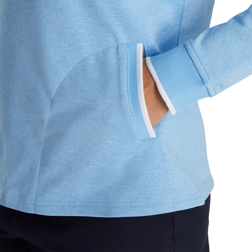 Poleron Mujer cierre 3/4 Half Zip Fleece Back Celeste  4