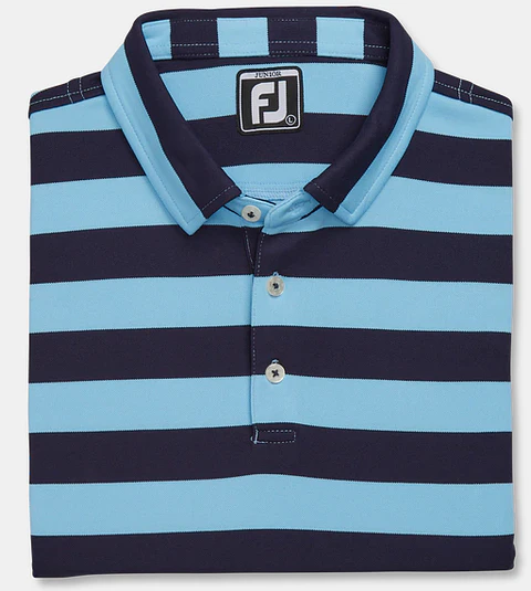 Polera Manga Corta Footjoy Niño Rugby Celeste/Azul