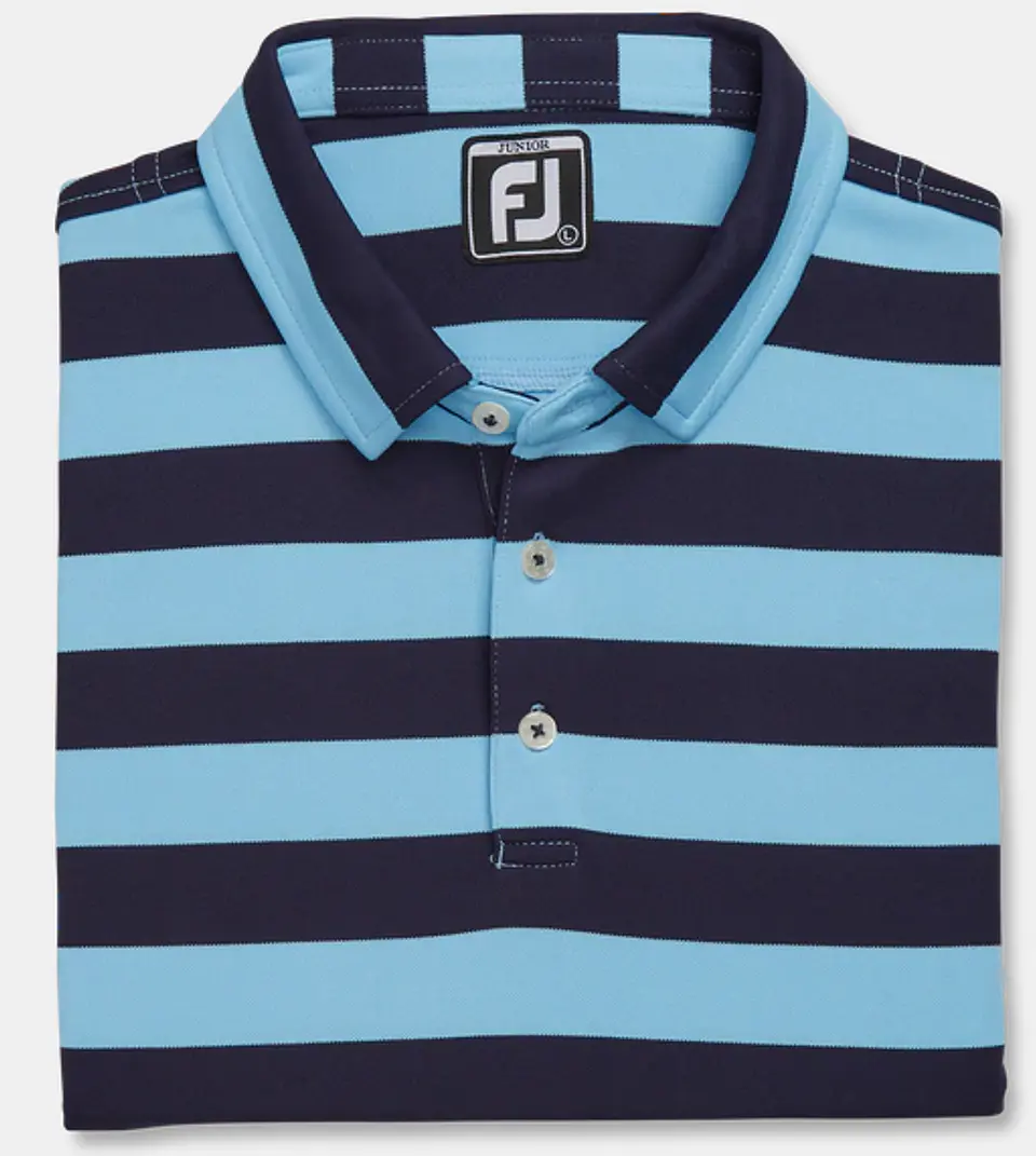 Polera Manga Corta Footjoy Niño Rugby Celeste/Azul 1