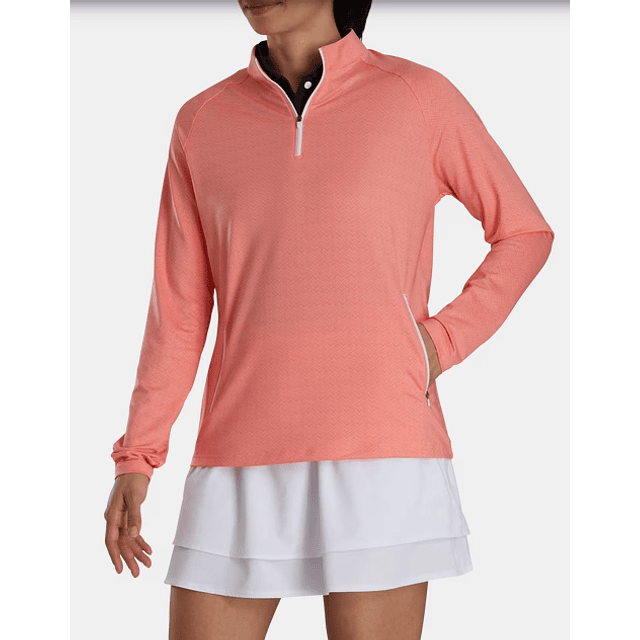 Poleron Footjoy Mujer con cierre 3/4 Durazno 