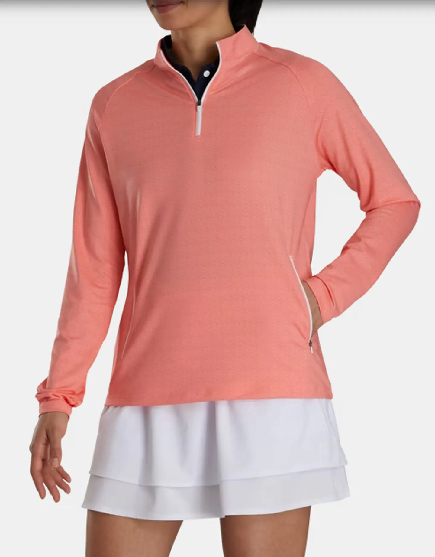 Poleron Footjoy Mujer con cierre 3/4 Durazno  2
