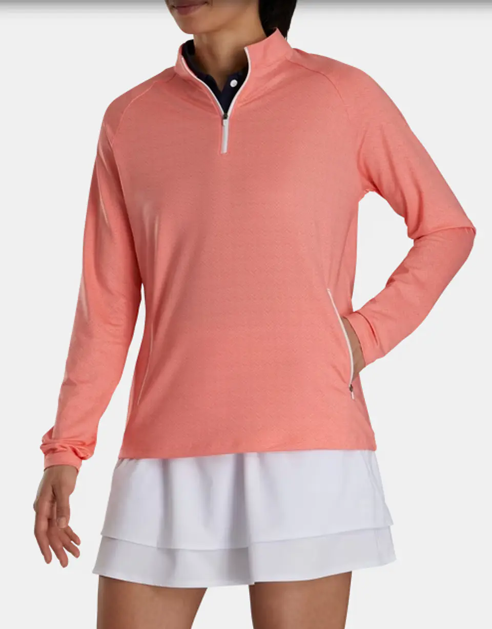 Poleron Footjoy Mujer con cierre 3/4 Durazno  2