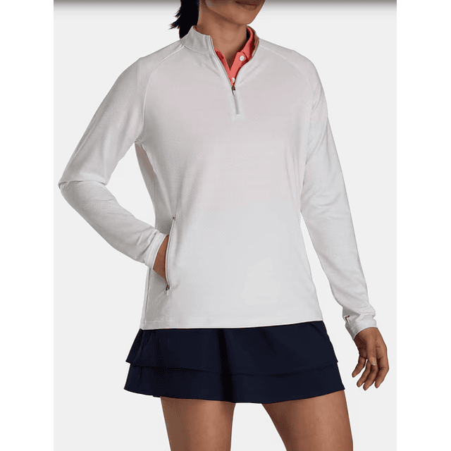 Poleron Footjoy Mujer con cierre 3/4 Blanco/Stone