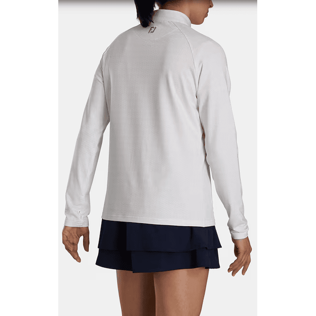 Poleron Footjoy Mujer con cierre 3/4 Blanco/Stone