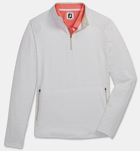 Poleron Footjoy Mujer con cierre 3/4 Blanco/Stone