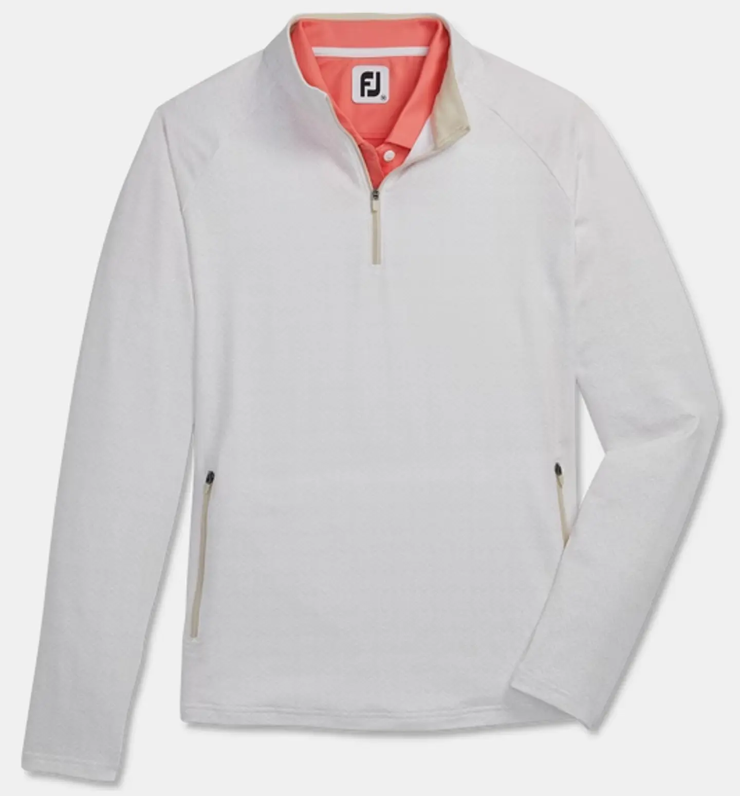 Poleron Footjoy Mujer con cierre 3/4 Blanco/Stone 1