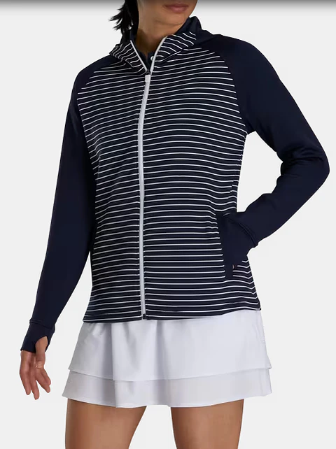 Poleron Footjoy Mujer Cierre completo Azul/blanco 