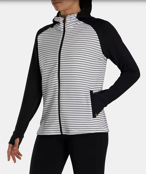 Poleron Footjoy Mujer Cierre completo Negro/Blanco