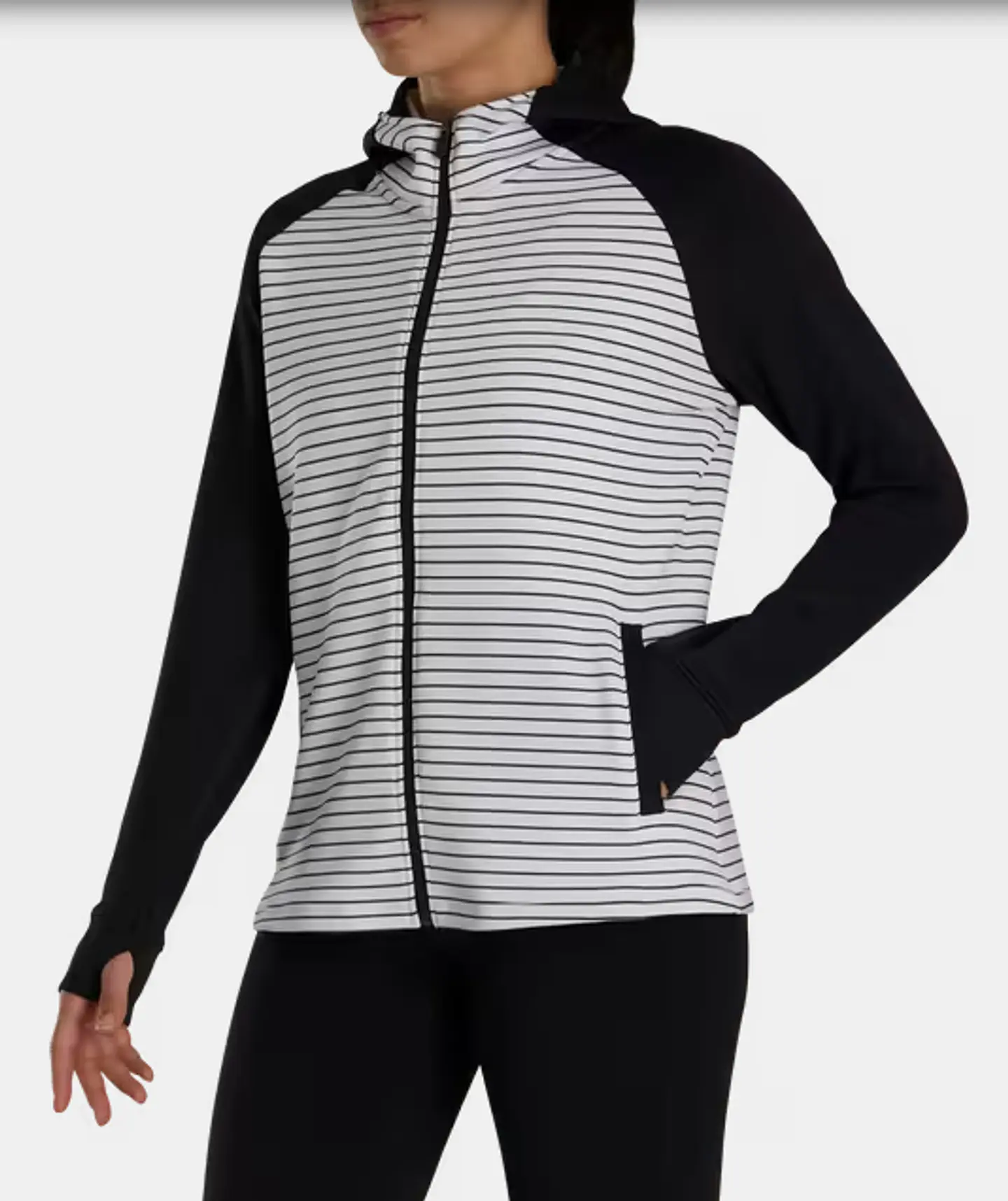 Poleron Footjoy Mujer Cierre completo Negro/Blanco 2