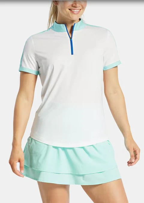 Polera Mujer Footjoy Blanca/Aguamarina