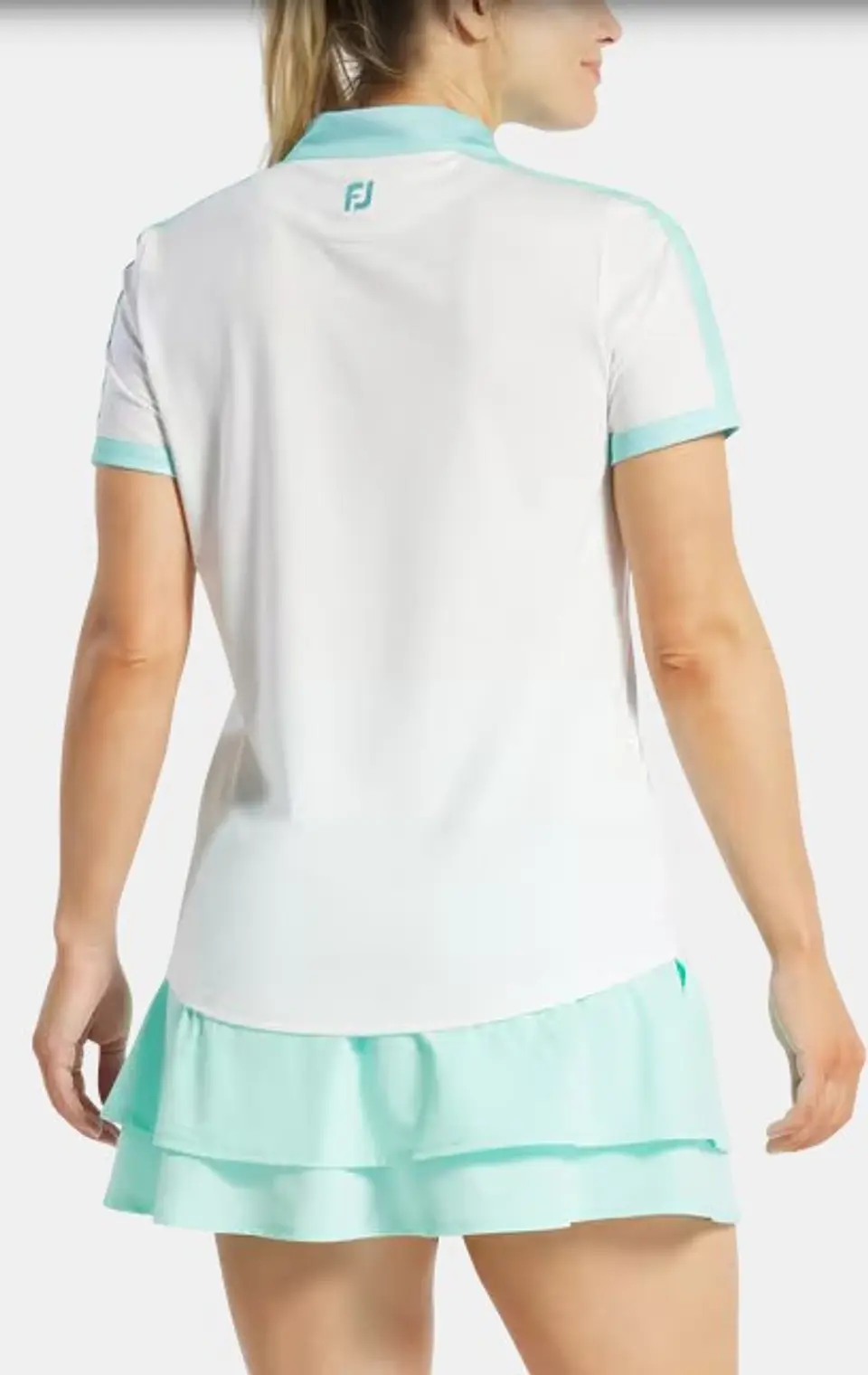 Polera Mujer Footjoy Blanca/Aguamarina 3