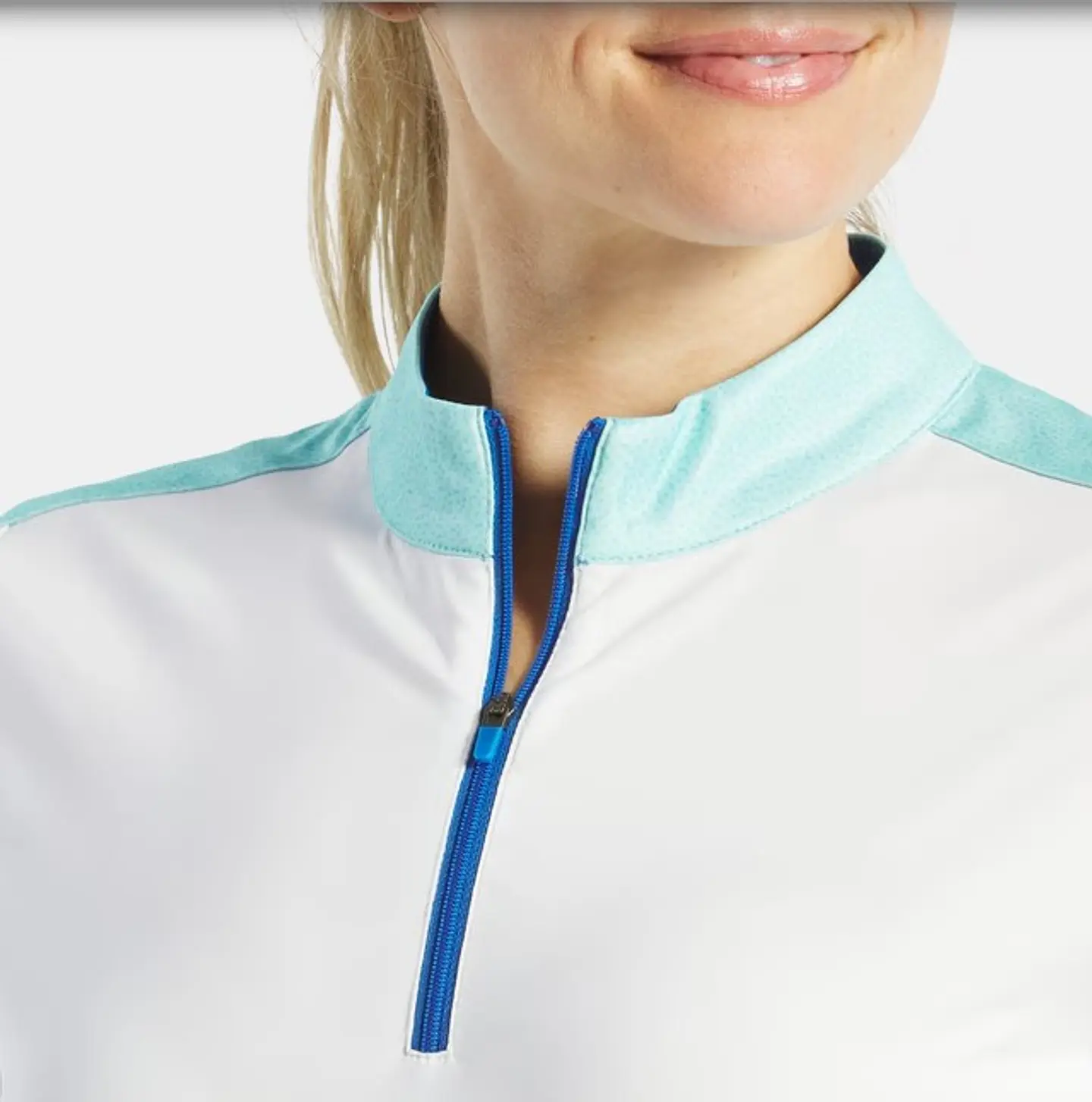 Polera Mujer Footjoy Blanca/Aguamarina 4