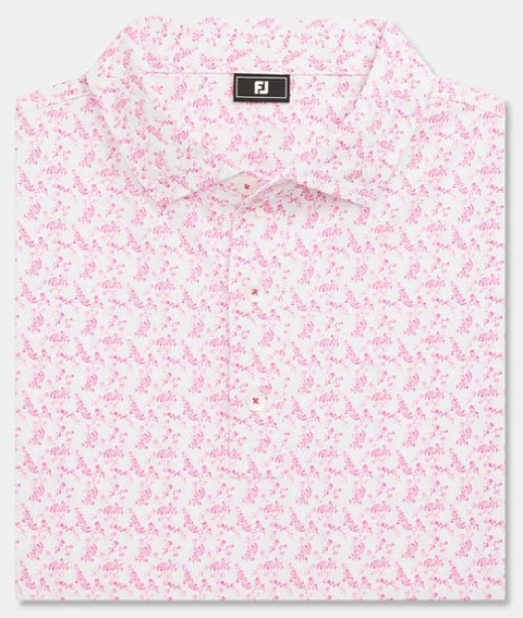 Polera Hilo de Escocia con estampado floral rosada