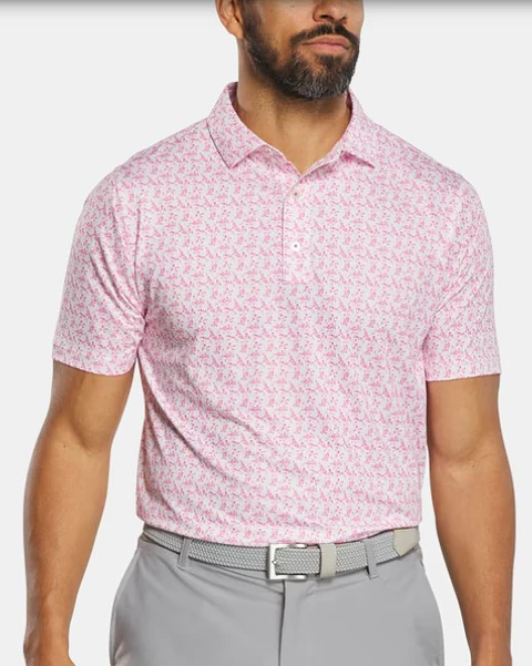 Polera Hilo de Escocia con estampado floral rosada