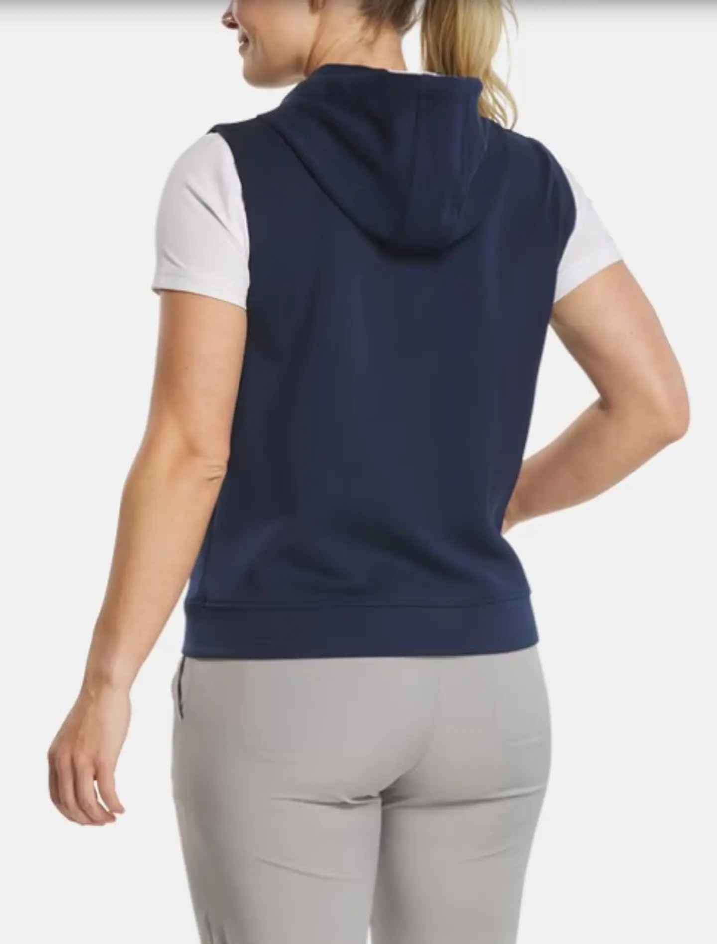 Poleron con gorro y cierre completo sin mangas azul 3