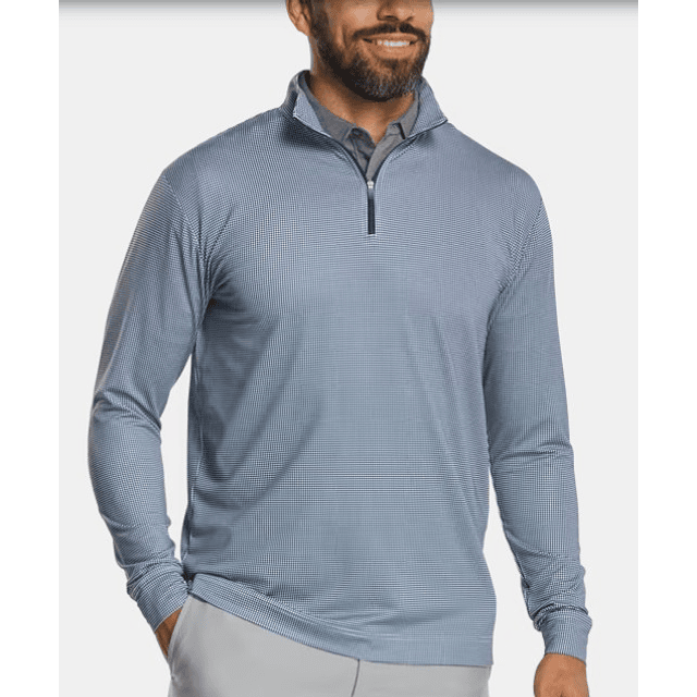 Poleron Hombre Pico de Gallo Azul Marino/ Blanco