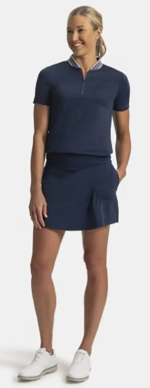 Polera Polo mujer cierre 3/4 Azul