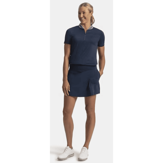 Polera Polo mujer cierre 3/4 Azul