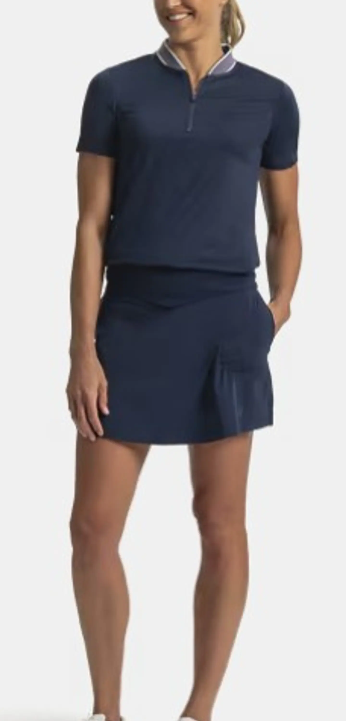 Polera Polo mujer cierre 3/4 Azul 2