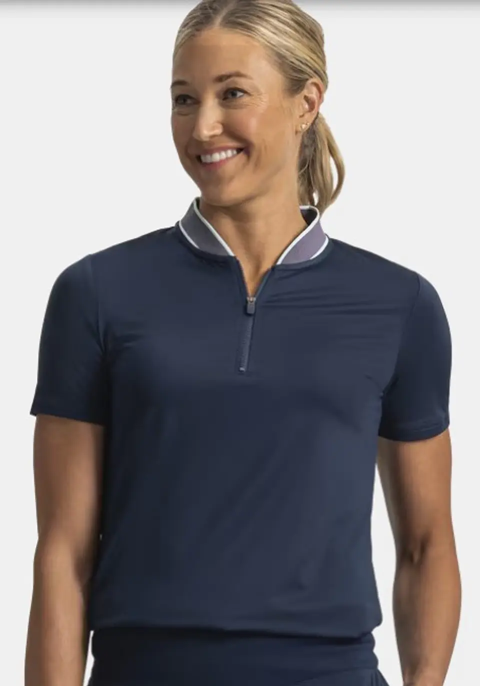 Polera Polo mujer cierre 3/4 Azul 3