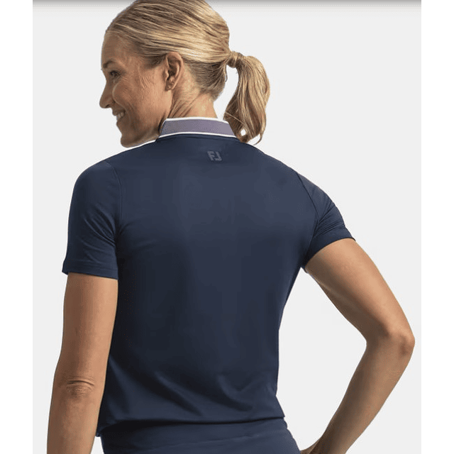 Polera Polo mujer cierre 3/4 Azul