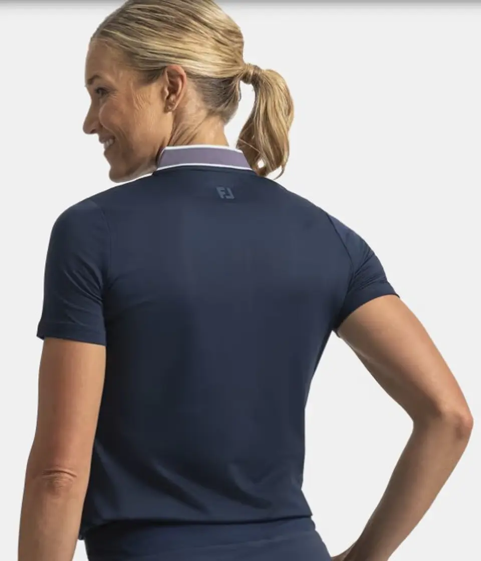 Polera Polo mujer cierre 3/4 Azul 4