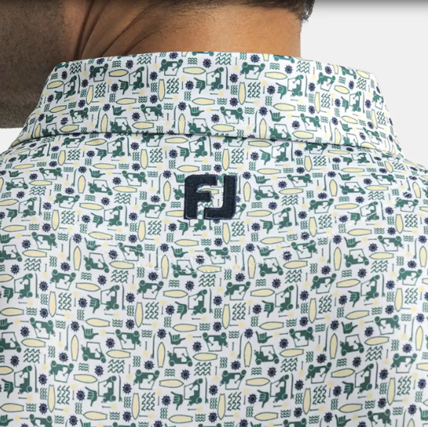 Polera Footjoy Surfs Up Lisle Verde / Blanco / Amarillo / Azul Marino 3