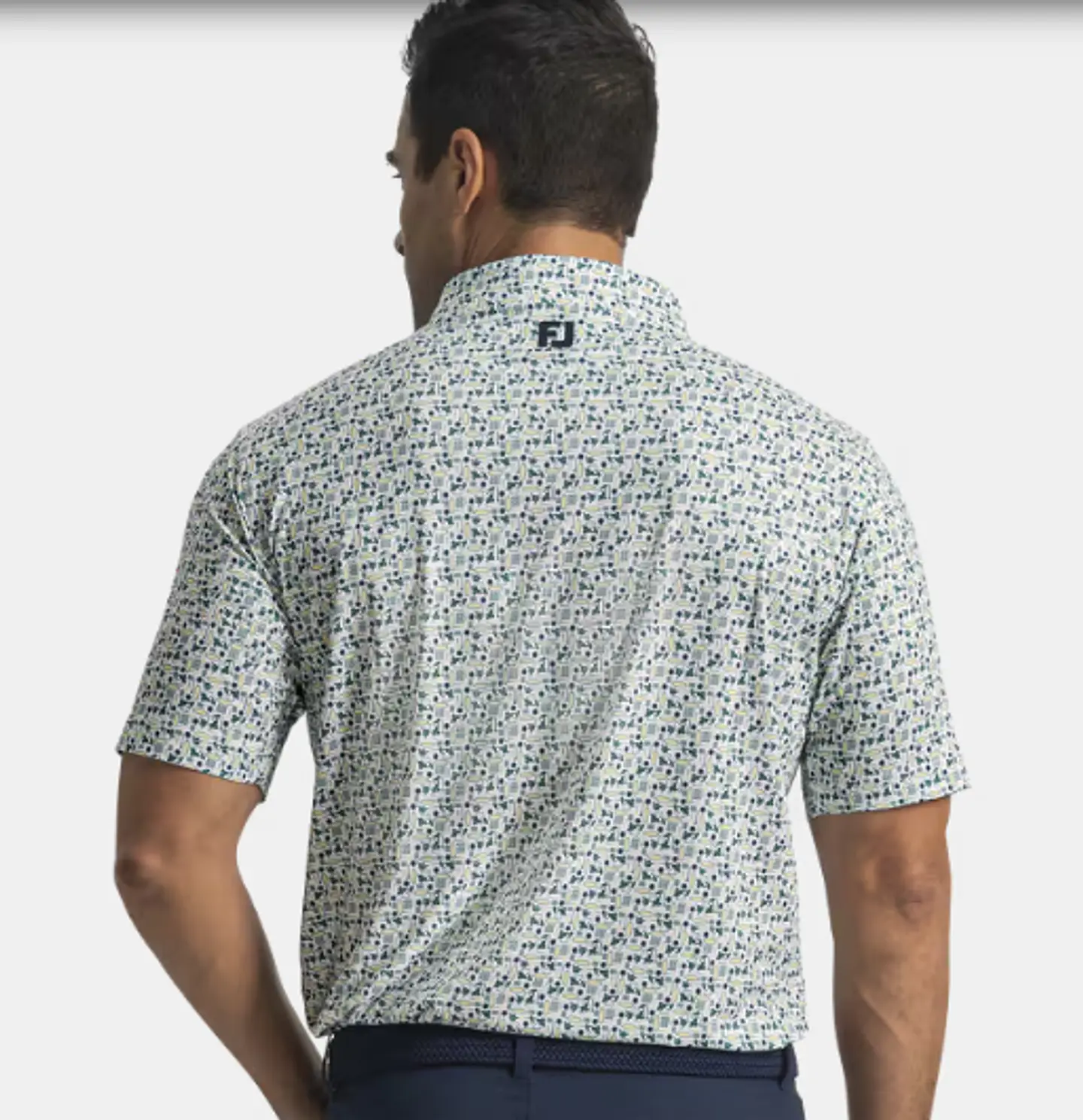 Polera Footjoy Surfs Up Lisle Verde / Blanco / Amarillo / Azul Marino 5