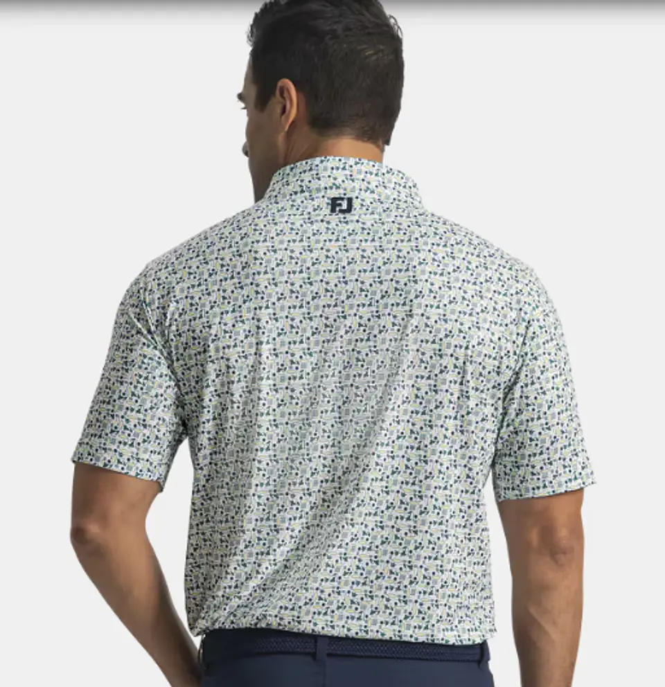 Polera Footjoy Surfs Up Lisle Verde / Blanco / Amarillo / Azul Marino 5