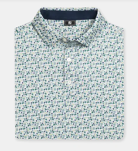 Polera Footjoy Surfs Up Lisle Verde / Blanco / Amarillo / Azul Marino